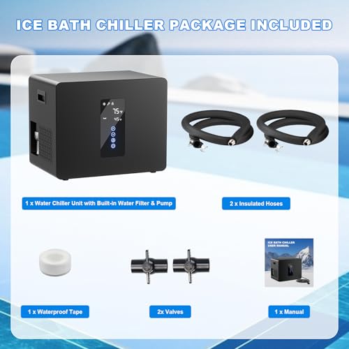 Ice Bath Chiller & Cold Plunge Tub Kit, 1/3HP Cold Plunge Chiller with Built-in Pump & Filter, 148Gal Insulated Ice Bath Tub for Cold Therapy, Recovery, Muscle Relaxation & Wellness at Home