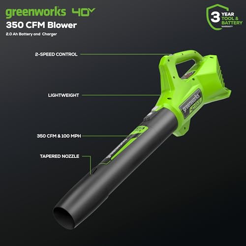 Greenworks 40V Cordless Yard Tool Combo Kit with 2.0Ah Battery & Charger – 13" Auto Feed String Trimmer and 350 CFM Leaf Blower, Includes 3 Bonus Spools