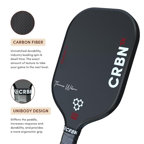 CRBN Pickleball - X Series Thomas Wilson Signature Edition Power Paddle - Carbon Fiber Pickleball Paddle with Foam Injected Edges for Expanded Sweet Spot (1X, 12mm)