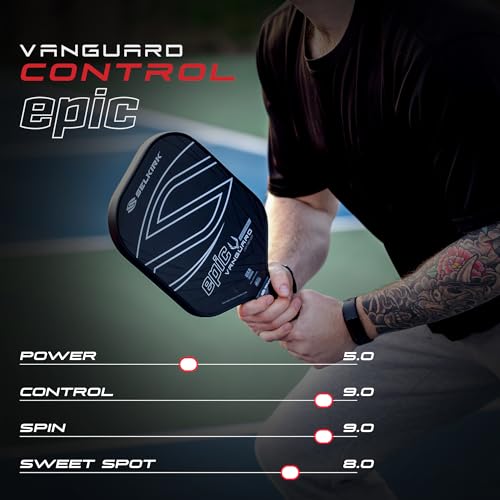 Selkirk Vanguard Control Pickleball Paddle | Quad Carbon Fiber Pickleball Paddle with a Polypropylene X5+ 16mm Core | Pickleball Rackets Made in The USA | Control Epic Midweight