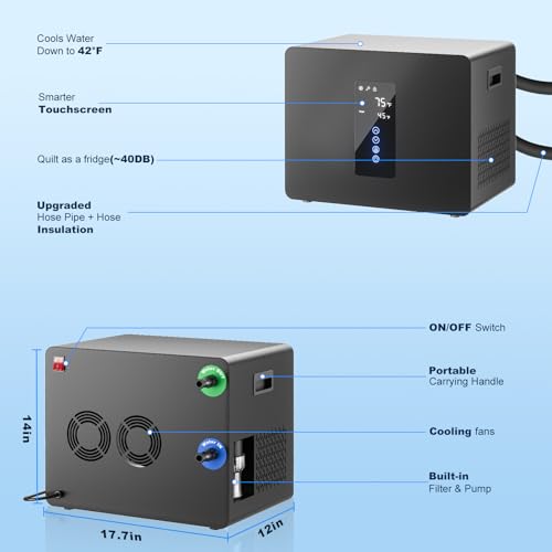 Ice Bath Chiller & Cold Plunge Tub Kit, 1/3HP Cold Plunge Chiller with Built-in Pump & Filter, 148Gal Insulated Ice Bath Tub for Cold Therapy, Recovery, Muscle Relaxation & Wellness at Home