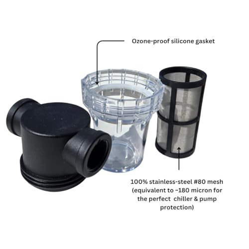 Caplide Pre Filter Cold Plunge pre Filter. 80 Mesh. 3/4" Threaded Female connectors. Cold Plunge in-line pre-Filter. Protect Your Cold Plunge Chiller and Pump.