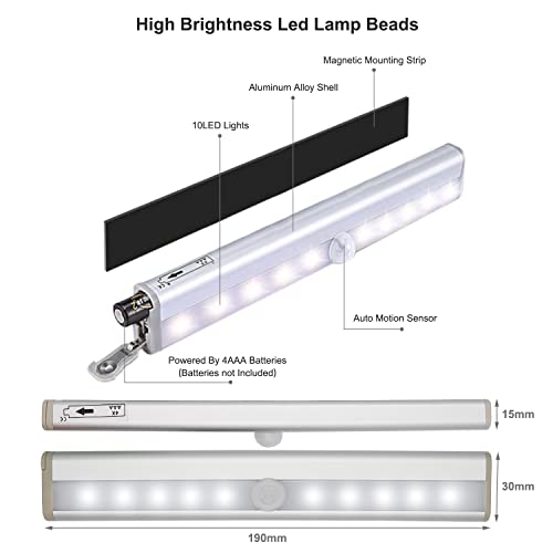 CCBASEBALL Motion Activated RV Step Lights, 10 LED Battery Operated Motorhome Motion Sensor led Light Strip, Magnetic Night Light Bar for Motorhome Travel,Travel Trailers, Camper (2 Pack)