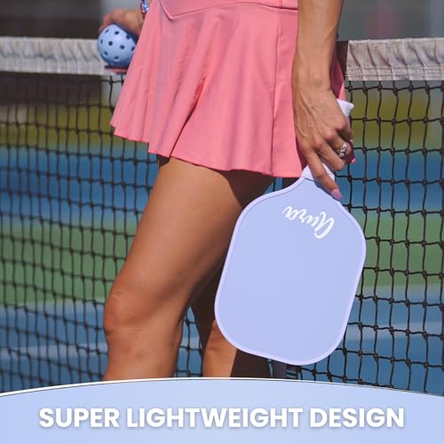 Cute Blue Pickleball Paddle | Fiberglass Surface Pickleball Racket with Comfort Cushion Grip | Lightweight Ideal for Beginners | Pickleball Gifts for Women