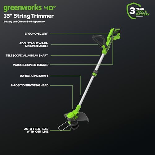 Greenworks 40V Cordless Yard Tool Combo Kit with 2.0Ah Battery & Charger – 13" Auto Feed String Trimmer and 350 CFM Leaf Blower, Includes 3 Bonus Spools