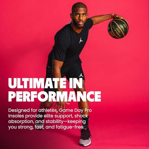 MOVE Game Day Pro- Ultimate Performance Sports Insoles for Basketball, Volleyball, Football, Tennis, Athletics, Baseball, Running, and Active Lifestyle. Extra Shock Absorption (M 9-9.5/WM 10.5-11)