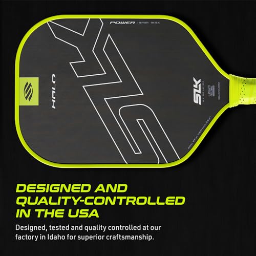 Selkirk Sport SLK Halo Power MAX Pickleball Paddle | Raw Carbon Fiber Pickleball Paddles with a Rev-Core Power Polymer Core | Designed for Ultimate Spin & Power | Green