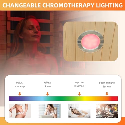 SWHSE Infrared Sauna, 1 Person Full Spectrum Roomy Saunas for Home, Indoor Dry Sauna with Rapid Heating 4 Carbon Panels&1 Carbon Tube, Bluetooth and 7 Color Therapy Lights, 110V