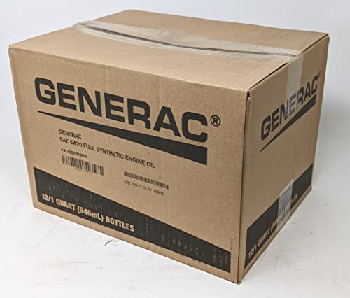 Generac Full Synthetic Motor Oil 5W-20 Quart Bottle Part# A0001412874 (qt) 12-Pack