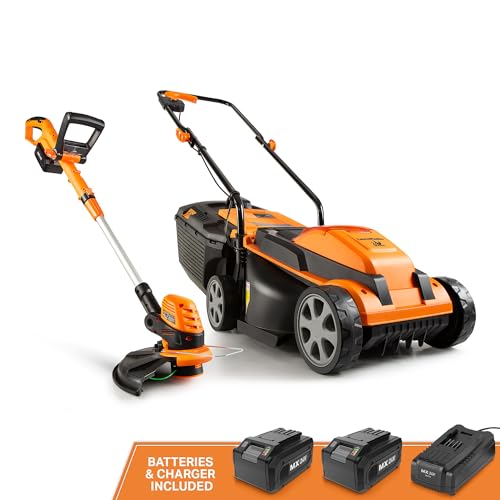 LawnMaster 20VMWGT 24V Max 13-inch Lawn Mower and Grass Trimmer 10-inch Combo with 2x4.0Ah Batteries and Charger