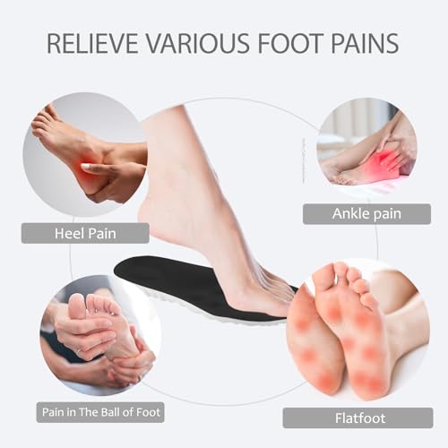 DWTWLE 4D Cloud Insoles for Men and Women Insoles Men Super Soft Anti-Fatigue, Shock Absorption, Relieve Foot Pain, (Black, Men: US 7-11)