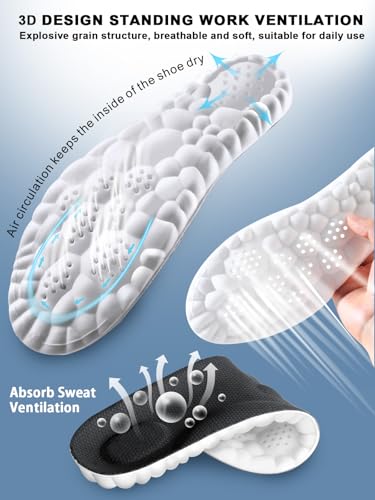 4D Cloud Insoles for Men and Women, Arch Support Insoles, Memory Foam Insoles, Steppers Insoles Shock Absorption and Cushioning Sports Shoe Insoles for Foot & Joint Support (Men 9-11 | Women 11-13)