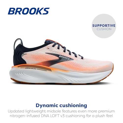 Brooks Men’s Adrenaline GTS 25 Supportive Running & Walking Shoe - White/Spellbound/Orange - 13 Medium