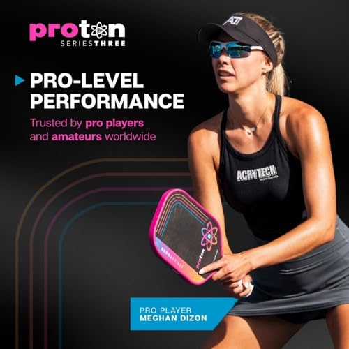 Proton Series Three Project Flamingo Pickleball Paddle - 15mm Velocity Core & Carbon Fiber Face (Blue, Widebody)