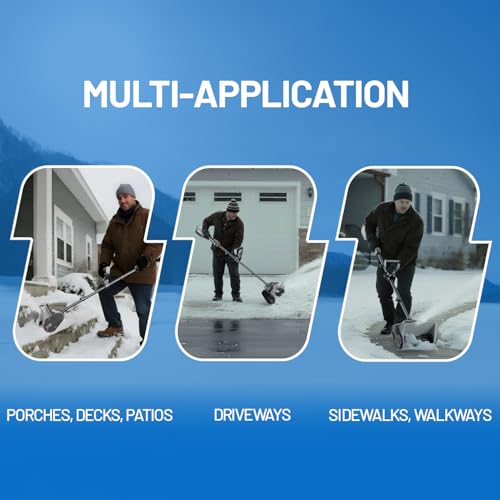 Litheli 20V Cordless Snow Shovel, 12'' Electric Snow Blower with 4 Ah Batteries Included, Lightweight Battery-Powered Snow Thrower for Driveway & Sidewalk