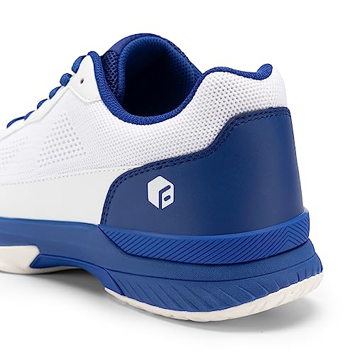 FitVille Extra Wide Pickleball Shoes for Men White Tennis Shoes Sneakers for All Court Racquetball Athletic Shoes for Racquet Sport | Arch Support & Wide Toe Box (12 X-Wide, Royal Blue & White)