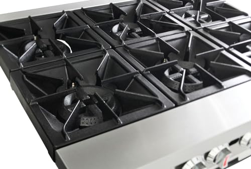 Kratos 36" Commercial Gas Range & Oven, 6 Burners and Full Size Oven, Natural Gas, 210,000 BTU Output, Freestanding Range for Restaurants (29Y-044-NAT)