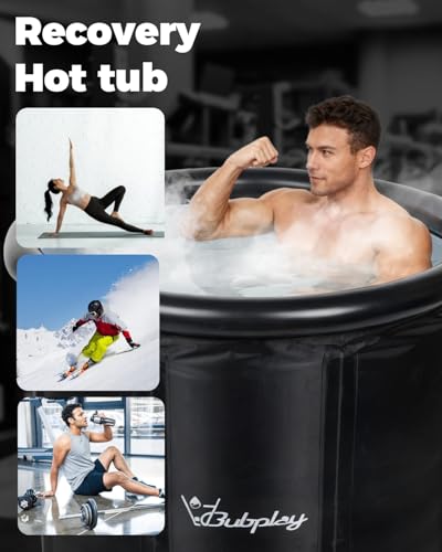 Bubplay Ice Bath Cold Plunge Tub with Cover for Indoor Outdoor for Recovery, Cold Water Therapy, Athletes & Adults -105 Gallons, Black, XL