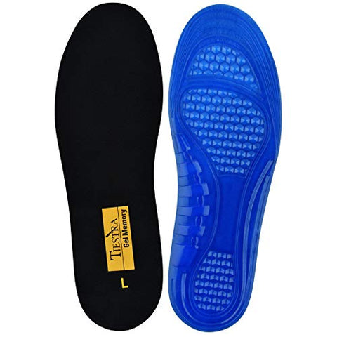 TIESTRA Cushion Gel Shoe Inserts for Men Providing Shock Absorption for Feet Relief, Comfort Memory Foam Sport Running Insoles,Arch Support Innersoles for Work Boot,Trim to Fit,Size US8-12 Black L