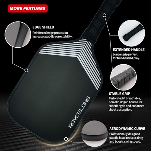 Pickleball Paddles Pickleball Rackets T700 Carbon Fiber Frosted Textured Surface 16mm Core for Beginners to Advanced Players Portable Bag USAPA Compliant Pickle Ball Paddle (Black, 1 Pack)
