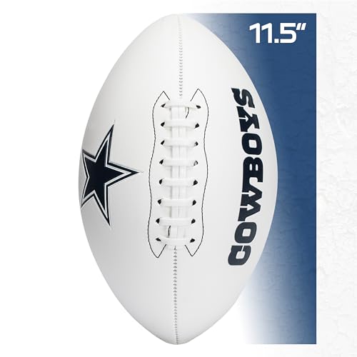 Franklin Sports NFL Dallas Cowboys Autograph Football - Official Size White Panel Souvenir Football for Autographs + Signatures - NFL Team Fan Shop Memorabilia Ball for Display