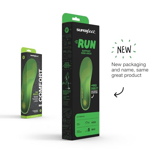 Superfeet Run Support High Arch Insoles for Runners with High Arch Support & EVOLyte® Carbon Fiber - 11.5-13 Men / 12.5-14 Women