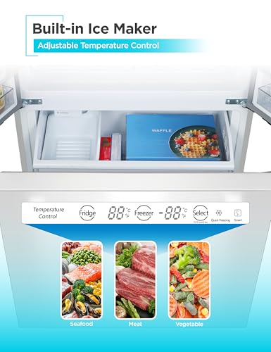 BLACK+DECKER 16 Cu. Ft. French Door Refrigerator with Built-in Ice Maker, Full Size Refrigerator with Bottom Mount Freezer Drawer, ENERGY STAR certified, White