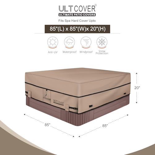 ULTCOVER Waterproof 600D Polyester Square Hot Tub Cover Outdoor SPA Covers 85 x 85 inch
