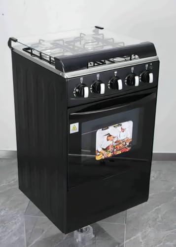 Gas Range with Double-Layer Glass Door, 4 Burners, Cast Iron Rack, 60L Capacity, Dedicated LPG