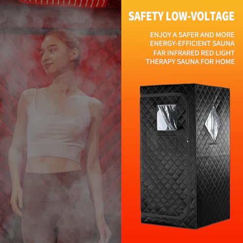 iDOTODO Infrared Red Light Therapy Sauna, Portable Steam and Infrared Sauna for Home, Full Body Sauna Tent for Relaxation, Large Infrared Sauna Box with 660nm Red Light, 3L&1100W Sauna Steamer