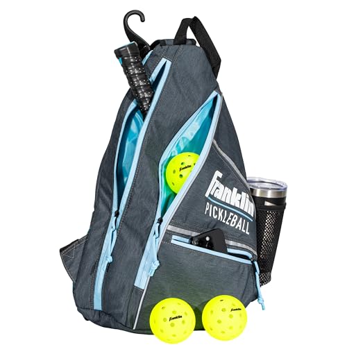 Franklin Sports Pickleball Sling Bag Official Pickleball Bag of The U.S. Open Pickleball Championships Adjustable Gray/Blue