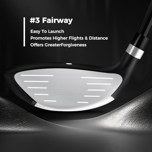 ULTIMATE Men's Golf Club Set, Complete Golf Club Package Set w/ #1 Driver,#3 Fairway Wood w/Headcover,#4 Hybrid,#6/#7/#8/#9 Irons, Pitching Wedge, Putter (Dark w/Bag)