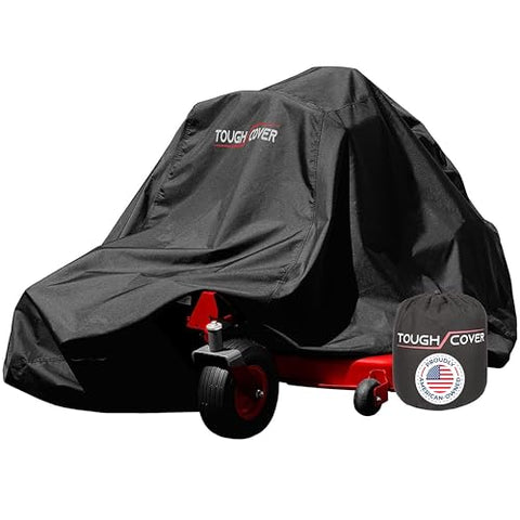 Tough Cover Zero Turn Mower Cover - 600D Marine-Grade Fabric, Black, Waterproof Outdoor Cover & UV Defense, Heavy-Duty Protection for Lawn Tractors, Universal Fit for Riding Lawn Mowers