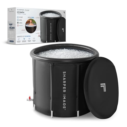 Sharper Image Insulated Ice Bath Cold Plunge Tub with Lid, 31.5" x 29.5", Portable Inflatable Bathtub, Helps Boost Energy & Muscle Recovery, Cold Therapy for Athletes & Adults up to 6'5" & 250 Lbs