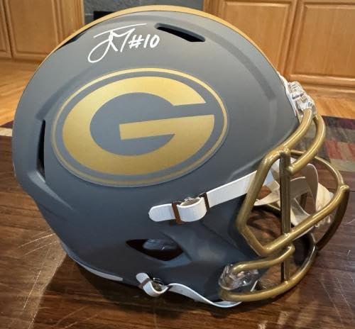 Jordan Love Autographed Bay Packers Slate Full Size Helmet Witness Beckett - Autographed NFL Helmets