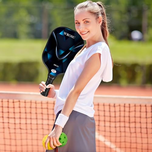 WROSU Pickleball Paddles Set of 4 Carbon Fiber | 2024 USAPA Approved Equipment W/Accessories | Core Carbon Fiber Pickleball Racquet | Have Traction and Stability | for Friends