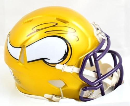 Jordan Addison Autographed Vikings Flash Speed Mini Helmet-Beckett W Holo * - Autographed NFL Mini Helmets
