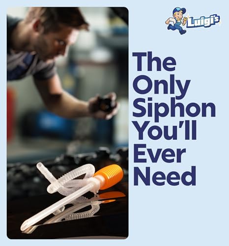 Luigi's Siphon Pump - Siphon Hose for Water & Gasoline Fuel Transfer - Large Hand Water Pump for Squeezing Gas Lawn Mowers & Manual Pumping Petrol Liquid Syphon Alcohol and more