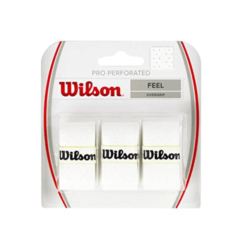 WILSON Sporting Goods Perforated Pro Tennis Racquet Overgrip, White, 3-Pack (WRZ4005WH)