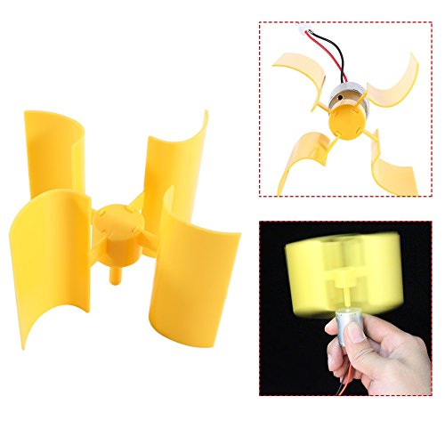 Electricity Generator, Micro Wind Turbines Dc Motor Vertical Motor Blades DIY Kit for Science Education Experiment and DIY (Yellow)
