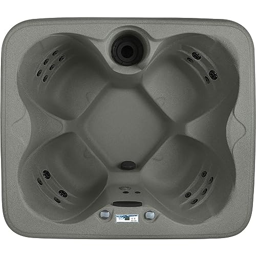 LifeSmart 4-Person Hot Tub with 13 High-Powered Jets & LED Lighting, Square, Taupe - Outdoor Spa w/ 4 Bucket Seats, Pump & Cover, 205-Gallon Water Capacity
