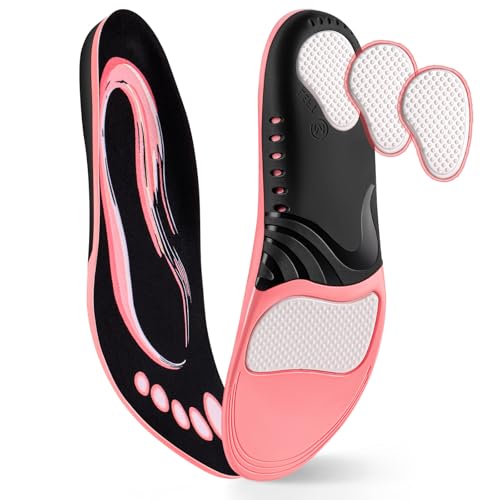 Arch Support Shoe Inserts: Plantar Fasciitis Relief for Women – Shock Absorbing Orthotic Insoles– Comfort for High Arches & Flat Feet(1 Pairs-S-Pink)