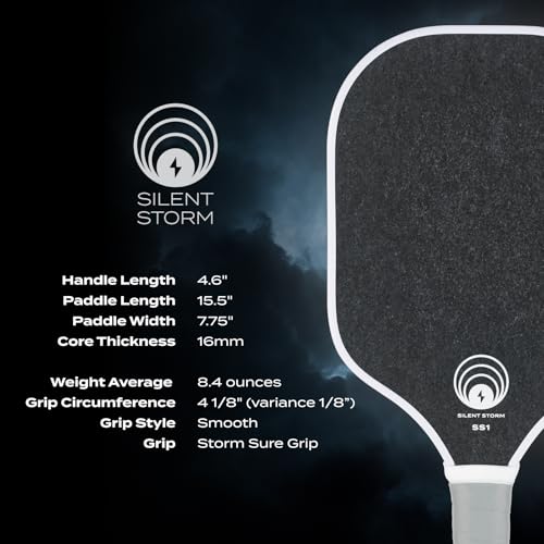 OWL Sport SILENT STORM Pickleball Paddle, 100% USAPA Tournament & League Approved, Max Control Play 16 MM Core, Patented High Performance Surface, Over 50% Noise Reduction, for All Skill Levels