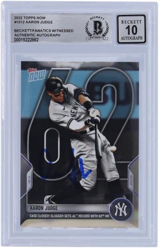 Aaron Judge New York Yankees Autographed 2022 Topps Now HR 60,61,62 Set #929,975,1012 Beckett Fanatics Witnessed Authenticated 10 Card - Baseball Slabbed Autographed Cards