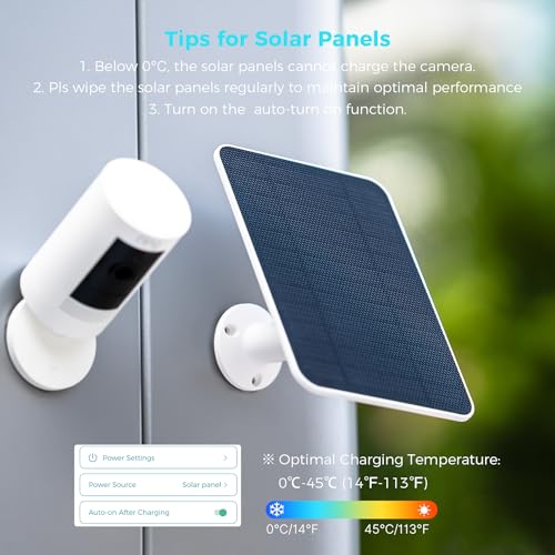 Vicohome 5V Solar Panels for Security Cameras for Bird Feeder 23% Energy Conversion Rate,9.8Ft Cable, USB C & Micro-USB Compatible, Weather Resistant, 360° Adjustable Bracket, for Tapo Eufy Aosu .etc