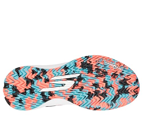 Skechers Women's Viper Court Rally Pickleball Sneaker, White/Pink/Light Blue, 8
