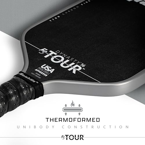 Franklin Sports Pro Pickleball Paddles - FS Tour Series Carbon Fiber Paddles - Official USA Pickleball (USAPA) Approved Rackets - Dynasty Pro Player - 16mm Polymer Core - Gray