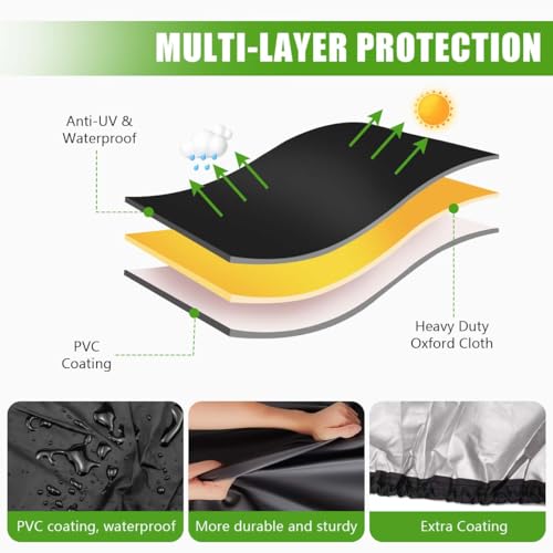 KISEER Outdoors Lawn Mower Cover Waterproof Heavy Duty 210D Polyester Oxford UV Protection Lawn Tractor Cover Fits Decks Up to 54" with Drawstring and Storage Bag