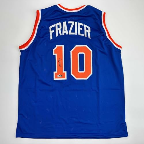 Facsimile Autographed Walt Frazier New York Blue Reprint Laser Auto Basketball Jersey Size Men's XL