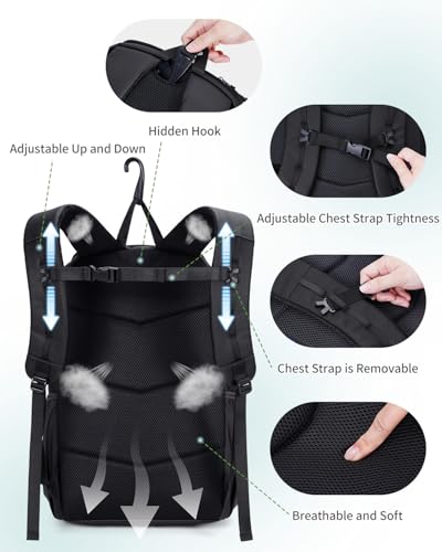 sportsnew Pickleball Bag, Waterproof Pickleball Backpack for Women Men with Shoe Compartment & Fence Hook, Black Patent Pending